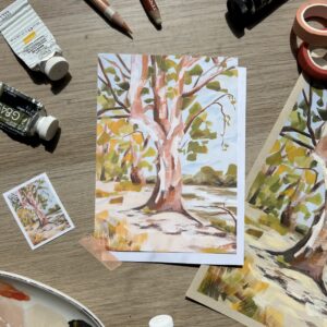Print A6 Arbre rosé